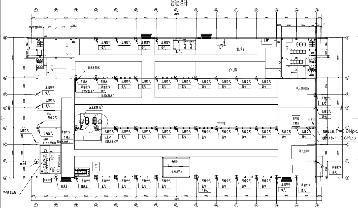 工廠車間氫氣管道改造設計圖紙